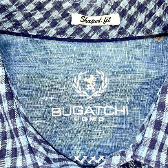 Bugatchi Linen Check Long Sleeve Dress Shirt. Shaped fit. Medium. Perfect condit - Picture 5 of 7